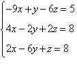 Write the constant matrix of the system of equations below.   A)    B)    C)    D)    E)   