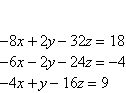 Solve the system of equations below by the Gaussian elimination method.   A)    B)    C) no solution D)    E)   