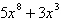 Which of the following expressions is a binomial of degree 8? I:   II:   III:   IV:   V:   A) III B) V C) II D) IV E) I
