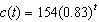 The amount of caffeine (in milligrams)  left in an adult body t hours after drinking a 16 oz. coke is modeled by   . What is the initial population? A)  127.82 B)  0.83 C)  154 D)  0.17 E)  1