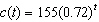 The amount of caffeine (in milligrams)  left in an adult body t hours after drinking a 16 oz. coke is modeled by   . What is the decay factor? A)  0.72 B)  28 C)  72 D)  155 E)  0.28