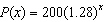 <strong>A town starts with 200 people and declines by 28% per year, with x representing the number of years. Which of the following functions model this behavior?</strong> A) B) C) D) E)