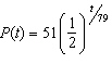 The model   describes the amount of Cesium-137 remaining after t years. Which one of the following written statements best describes the behavior of Cesium-137? A)  The amount of radioactive substance decreases by half every   years. B)  The amount of radioactive substance increases by half every year. C)  The amount of radioactive substance increases by half every   years. D)  The amount of radioactive substance decreases by half every 79 years. E)  The amount of radioactive substance decreases by half every year.