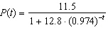The function   is a model for the world population (in billions)  where t measures the number of years since 1900. What is the initial population value? A)  833 million B)  12.8 million C)  11.5 million D)  974 million E)  Not enough information
