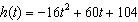 A ball is thrown straight upward from a bridge and then falls all the way to the ground (past the bridge) . The ball s height h (in feet)  above the ground t seconds after the ball is thrown is given by   . What is the maximum height attained by the ball, and after how many seconds is that height attained? A)  Maximum height of the ball is 160 ft after 2 seconds B)  Maximum height of the ball is   ft after   seconds C)  Maximum height of the ball is 130 ft after 0.5 seconds D)  Maximum height of the ball is   ft after 1 seconds E)  Maximum height of the ball is 104 ft after 0 seconds