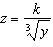 Suppose that   is inversely proportional to the cube root of   . Which one of the following is an equation that expresses this statement? A)    B)    C)    D)    E)   