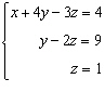 Solve the system of linear equations.   A)    B)    C)    D)  Not enough information E)   