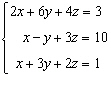 Solve the system of linear equations.   A)  No solution B)  Infinitely many solutions C)    D)    E)   