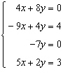 <strong>Write the system of equations that corresponds to the following augmented matrix: </strong> A) B) C) D) E)