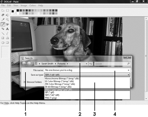   Item ____ in the above figures refers to the Save As dialog box. A) 1 B) 2 C) 3 D) 4