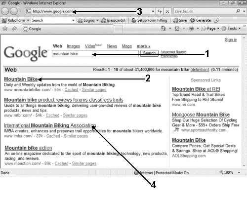   Item ____ in the figure above is the search query. A) 1 B) 2 C) 3 D) 4