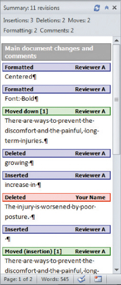 <strong> The accompanying figure shows the ____ Pane.</strong> A) Reviewing B) Track Changes C) Proofing D) Summary