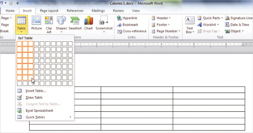   In the above figure, which of the following is NOT true? A)  The table has three columns. B)  It is created using Quick Tables. C)  The table has seven rows. D)  Live Preview displays what the table will look like.