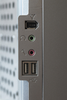   The bottom hole in the figure above shows a(n)  ____. A)  FireWire port B)  expansion slot C)  USB port D)  SCSI