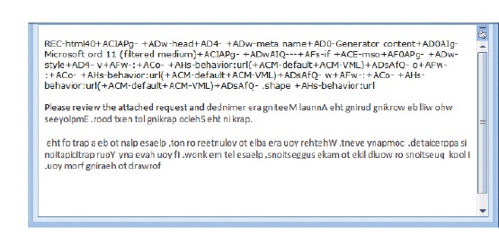   The e-mail in the figure above was likely sent using ____ format. A)  PDF B)  Plain Text C)  RTF D)  HTML