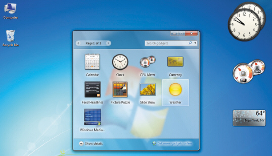  The clock in the figure above is an example of a(n)  ____. A)  icon B)  button C)  gadget D)  file