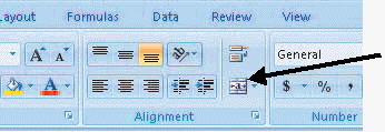 FIGURE 18-2   Which button is the black arrow pointing to in Figure 18-2 above? A)  Wrap Text B)  Merge & Center C)  Orientation D)  Sort & Filter