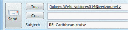 FIGURE 25-2   In the e-mail address shown in Figure 25-2 above, which is the domain code? A)  dolores014 B)  @ C)  verizon D)  .net