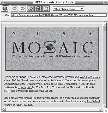 FIGURE 27-1   Figure 27-1 above displays a Web site for ____. A)  the first graphical browser B)  a hotspot C)  a wiki D)  a search site