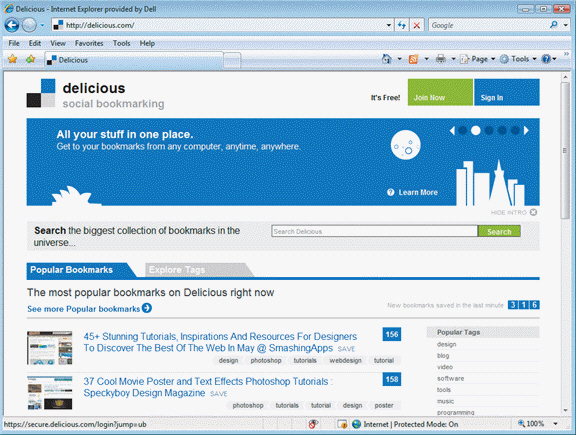 <strong>FIGURE 28-2 The site shown in Figure 28-2 above would be used to ____.</strong> A) store, organize, search, and manage a collection of links to Web pages B) provide users with frequently updated content C) share photos, music, or video with other users D) download multimedia files automatically through a subscription