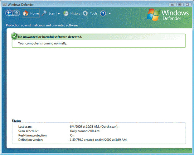 FIGURE 30-2   You could use the program shown in Figure 30-2 above to ____. A)  protect your system against spyware B)  back up files C)  configure a hardware firewall D)  password protect your wireless network
