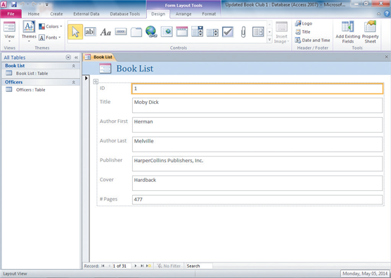   The accompanying figure shows an example of a ____. A)  form B)  query C)  report D)  datasheet