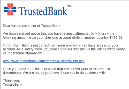   The accompanying figure shows a likely ____ scheme. A)  sniffing B)  phishing C)  hijacking D)  adware