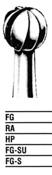 Identify the following bur shape.   A)  Pear B)  End cutting C)  Round D)  Wheel