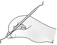   The instrument grasp shown above is the ________ grasp. A)  pen B)  modified C)  palm-thumb D)  palm