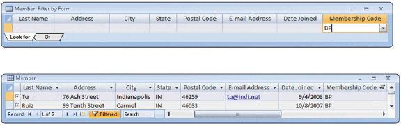   Figure 10-4 Most DBMSs include a(n)  ____ feature, like the one in Figure 10-4, which has a graphical user interface to assist users with retrieving data. A)  QBA B)  SQL C)  QBE D)  schema
