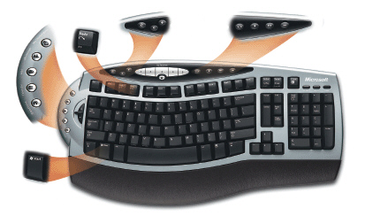   Figure 5-1 All computer keyboards, such as that in Figure 5-1, have _____ that includes letters of the alphabet, numbers, punctuation marks, and other basic keys. A)  arrow keys B)  a typing area C)  Internet controls D)  a numeric keypad