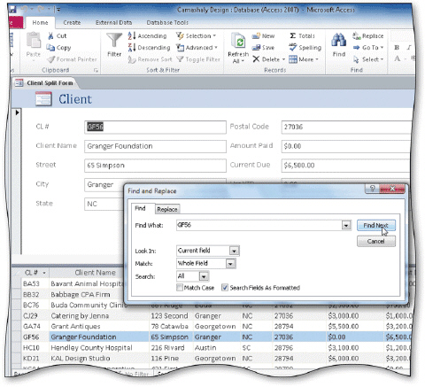   As an alternate to using the Find button shown in the accompanying figure, you can press ____ to search for a specific record. A) CTRL+S B) CTRL+F C) CTRL+R D) CTRL+L