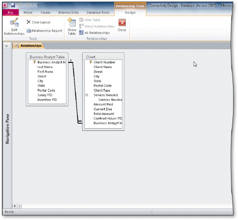     To print a copy of a relationship, click the _____________________ button shown on the accompanying figure.