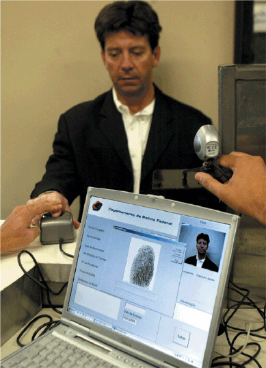     A fingerprint reader is an example of a biometric system, as shown in the accompanying figure.