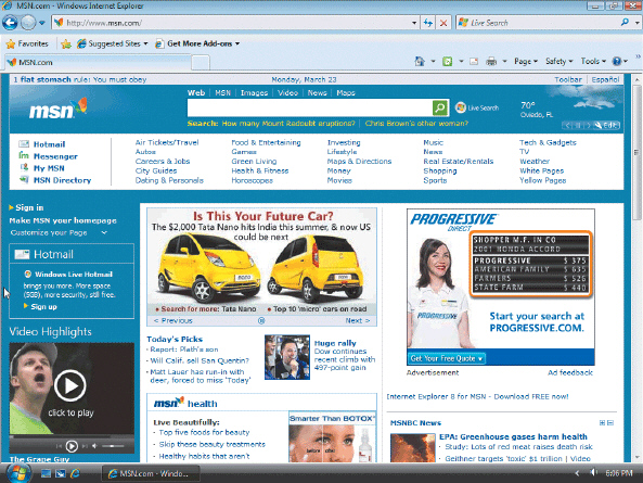     Referring to the accompanying figure, please describe the icons associated with the title bar: Internet Explorer menu icon, Minimize button, Maximize button, and the Restore button.