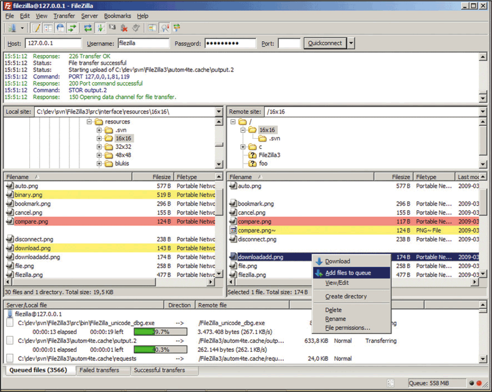   FileZilla, as shown in the accompanying figure, is an example of a(n)  ____. A)  online reference desk B)  massively multiplayer online game C)  corporate portal D)  FTP client