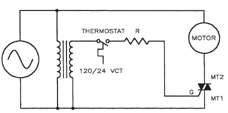In the accompanying figure, the triac can control a _____ amount of load current with a small amount of gate current.     A)  small B)  medium C)  very small D)  large