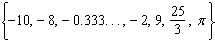 Given the numbers in the set   list all the whole numbers.