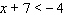 Solve the following inequality using the addition property of inequalities. Graph the solution set.   A)      B)      C)      D)      E)     