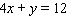 For the equation complete the ordered pairs.   ( 0, _____ ), ( _____ , 0 ), ( _____ , -12 )
