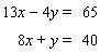Solve the system by eliminating the   variable.   A)    B)    C)    D) The lines are parallel.   E) The lines coincide.