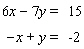 Solve the system by eliminating the   variable.   A)    B)    C)    D) The lines are parallel.   E) The lines coincide.