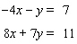 Solve the system by eliminating the   variable.   A)    B)    C)    D) The lines are parallel.   E) The lines coincide.