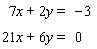 Solve the system of linear equations by the elimination method.   A)    B)    C)    D) The lines are parallel.   E) The lines coincide.