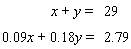 Multiply both sides of the bottom equation by 100 and then solve by the elimination method.   A)    B)    C)    D) The lines are parallel.   E) The lines coincide.