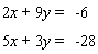 Solve the system of linear equations by the elimination method.   If the system is dependent or inconsistent , indicate this.