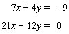 Solve the system of linear equations by the elimination method.   If the system is dependent or inconsistent , indicate this.