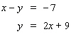 Solve the system by substitution. Substitute the expression in the second equation into the first equation and solve.   If the lines coincide, answer dependent . If the lines are parallel, answer no solution . A)    B)    C)    D) dependent E) no solution