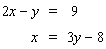 Solve the system by substitution. Substitute the expression in the second equation into the first equation and solve.   A)    B)    C)    D)    E) no solution