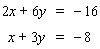 Solve the system by solving one of the equations for   or   and then use the substitution method.   If the lines coincide, answer dependent . If the lines are parallel, answer no solution . A)    B)    C)    D) dependent E) no solution